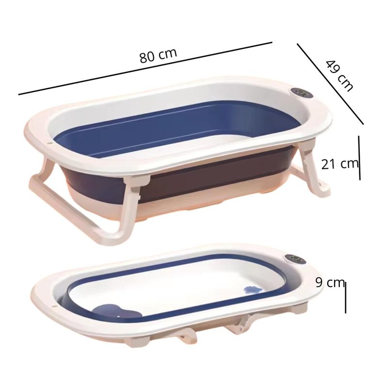 Bañera Plegable Bebe Grande 80x49 Antideslizante Azul-2
