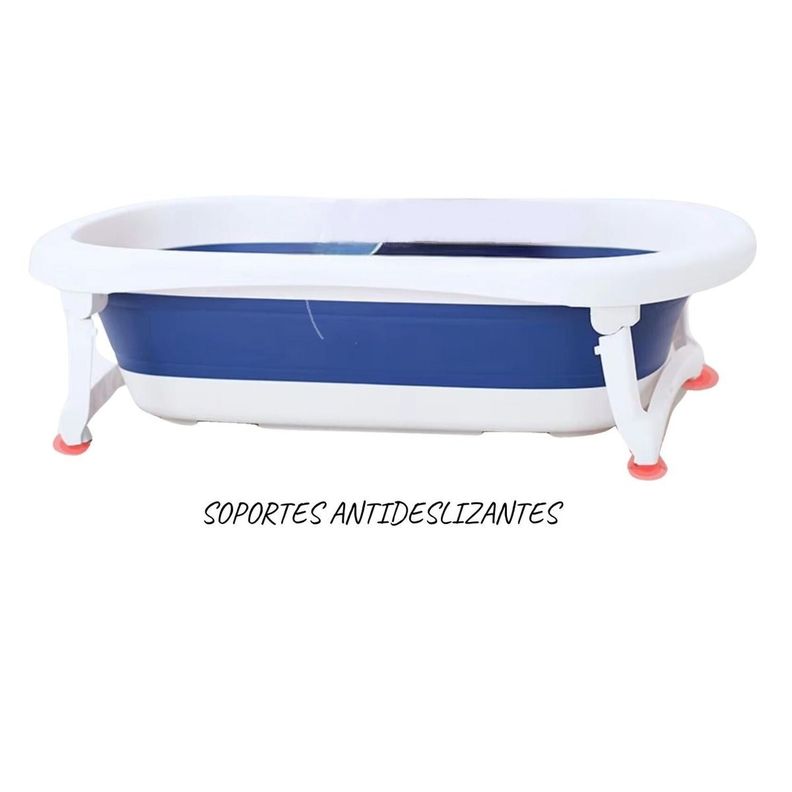 Bañera Plegable Bebe Grande 80x49 Antideslizante Azul-3
