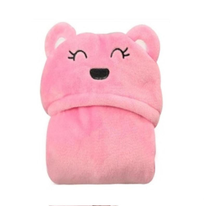 Toalla Bebe Con Capucha Oso Rosa-1