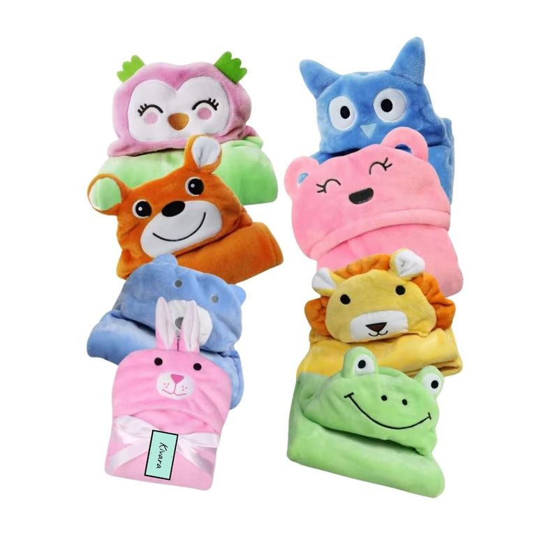 Toalla Bebe Con Capucha Oso Rosa-3