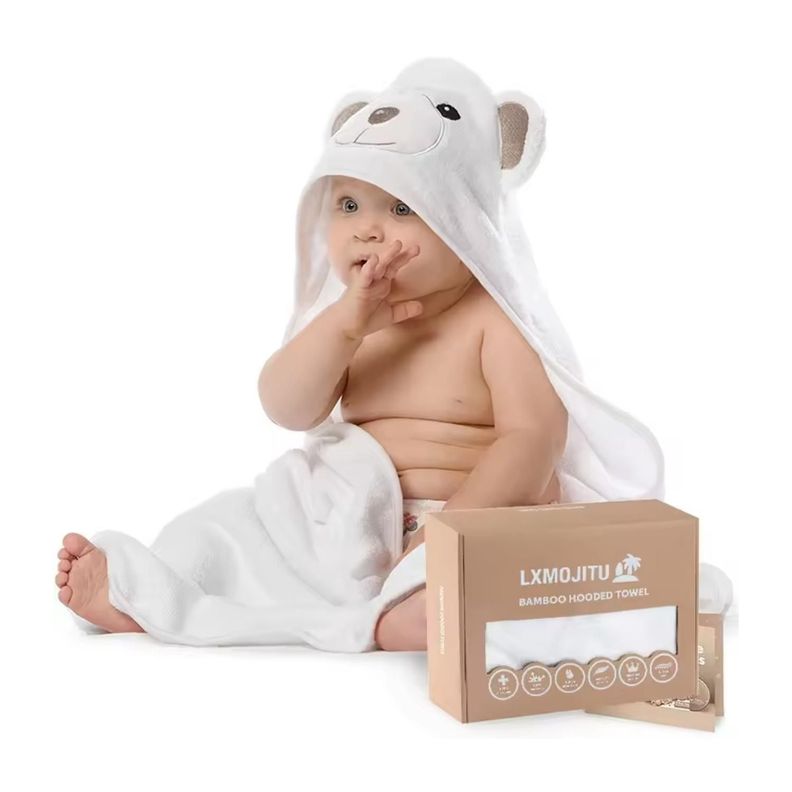Toalla Bebe Con Capucha Oso Rosa-4