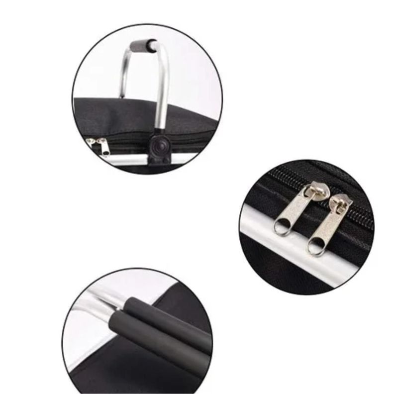 Bolso Termico Plegable Cuadros Negros Cooler Canasta Picnic-3