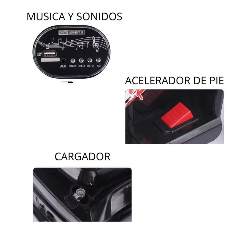 Cuatrimoto Auto Electrico Niño A Bateria Luz y Sonido Roja-6