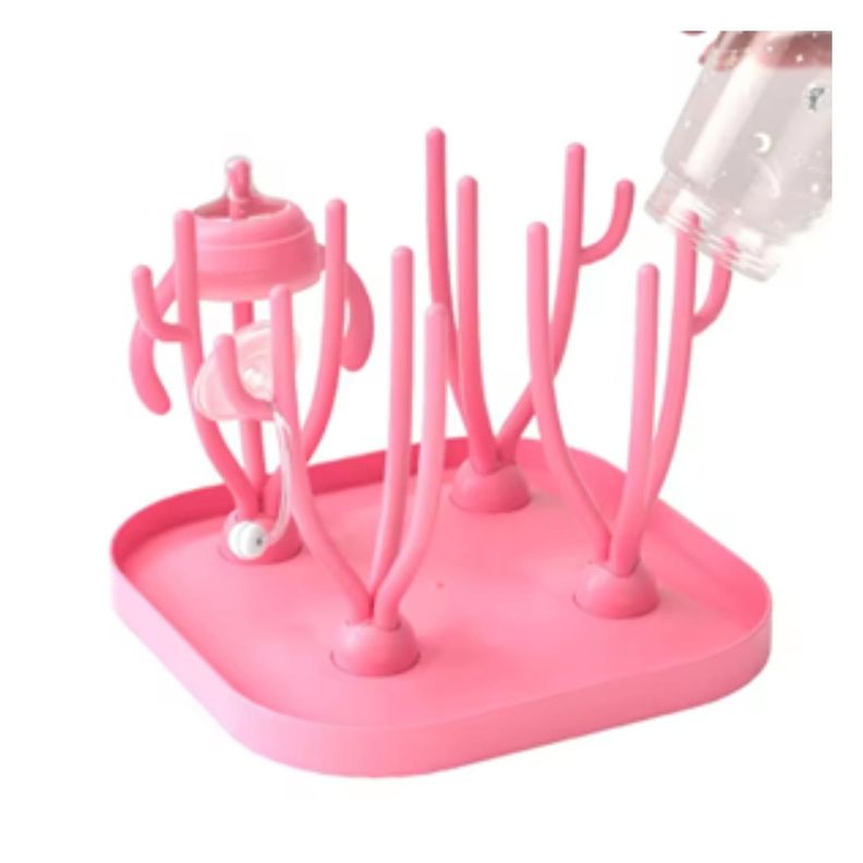Secador Escurridor Organizador Mamaderas Biberones Rosa-1