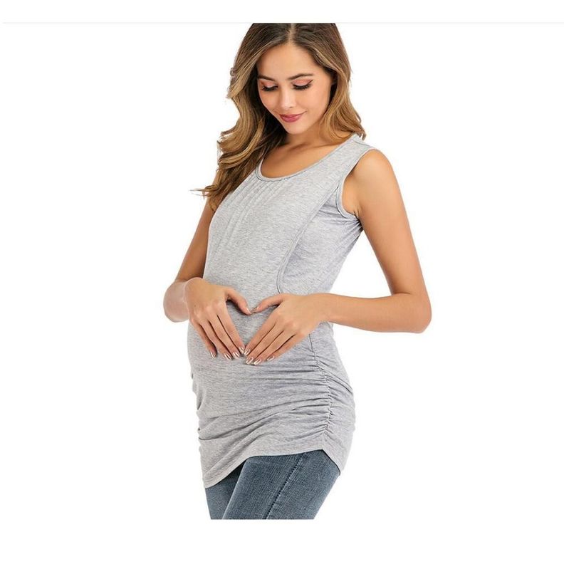 Polera Lactancia Maternidad Vera Sin Manga Gris-1