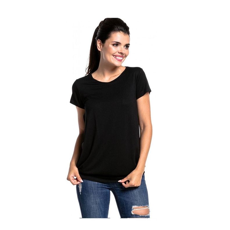 Polera Lactancia Maternidad Manga Corta Negra-1