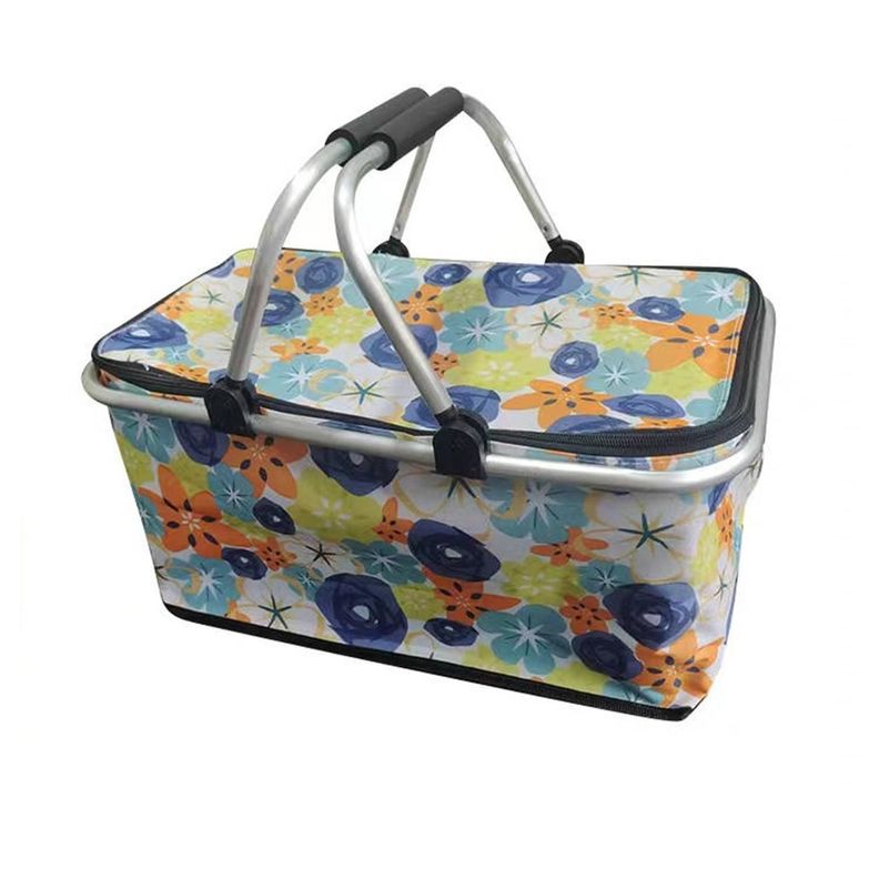 Bolso Termico Plegable Flores Colores Cooler Canasta Picnic-0