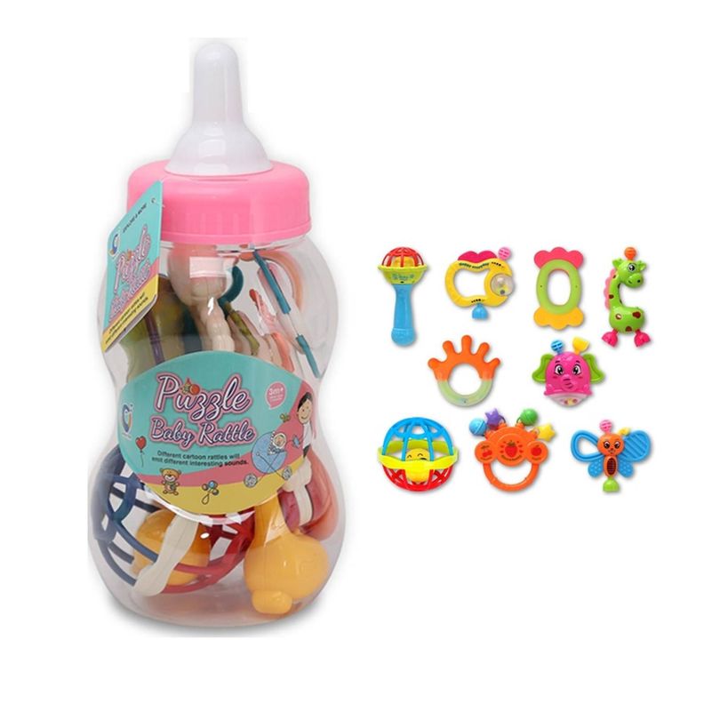 Set Sonajeros Cascabel Mordedor Bebe Rosado 9 Piezas-2