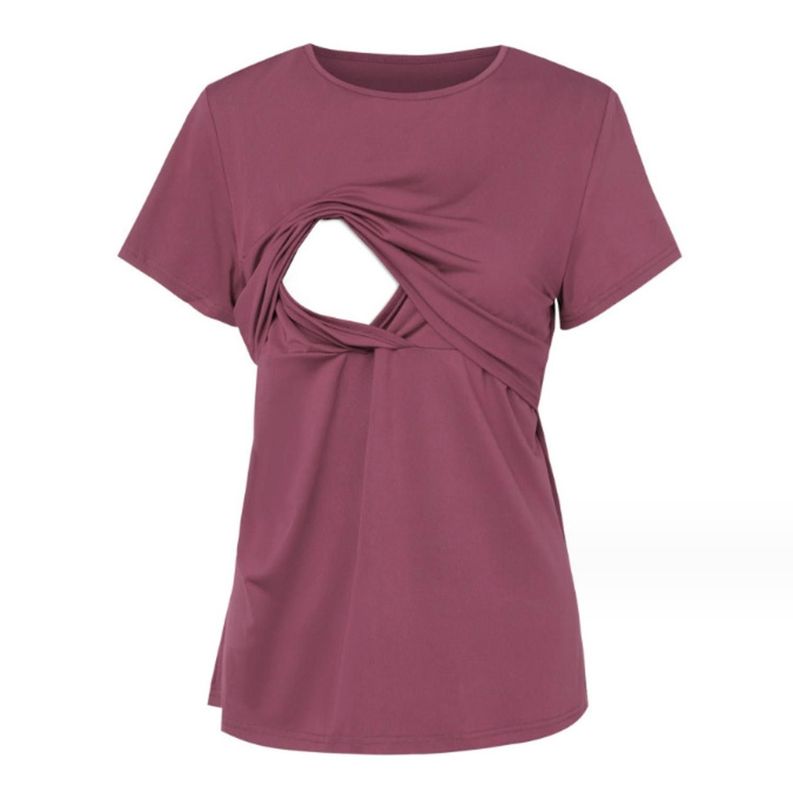 Polera Lactancia Maternidad Lina Manga Corta Magenta-0