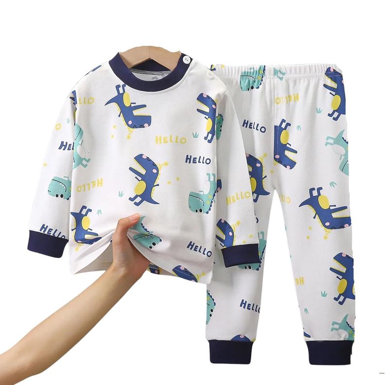 Pijama Niño Infantil Manga Larga Algodon Hello Blanco-0