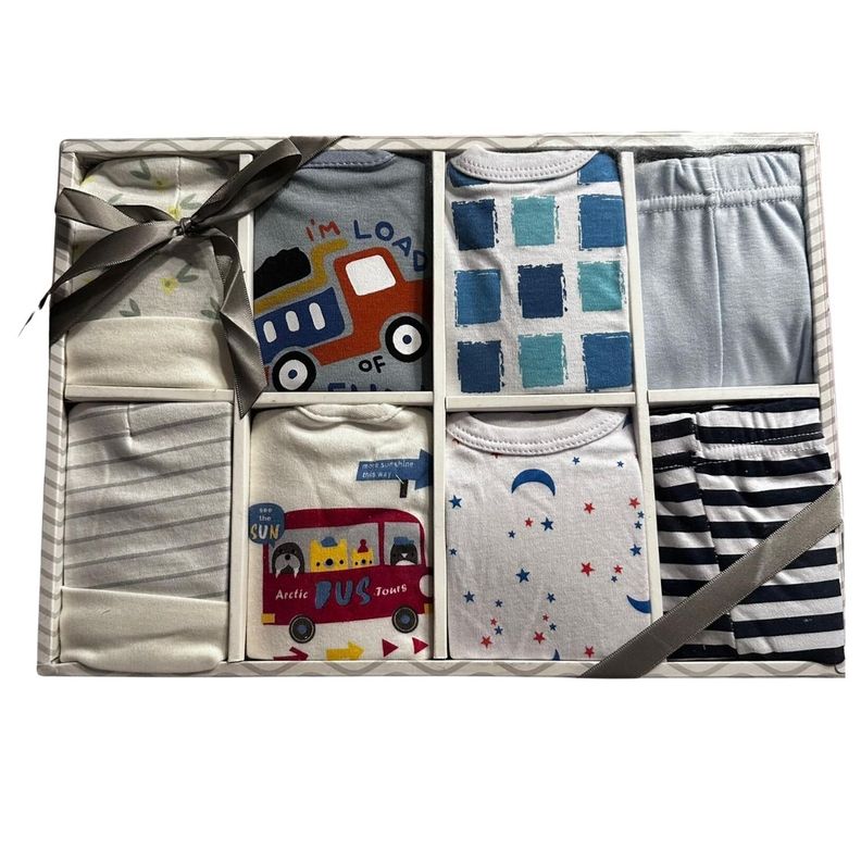 Set Bebe Ajuar Recien Nacido en Caja Regalo 8 Piezas Niño-3