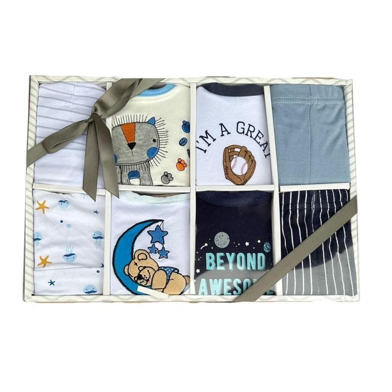 Set Bebe Ajuar Recien Nacido en Caja Regalo 8 Piezas Niño-5