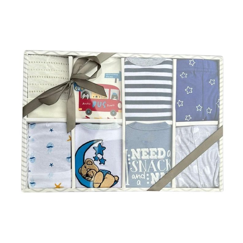 Set Bebe Ajuar Recien Nacido en Caja Regalo 8 Piezas Niño-0