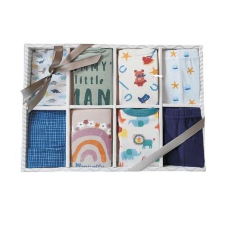 Set Bebe Ajuar Recien Nacido en Caja Regalo 8 Piezas Niño-1