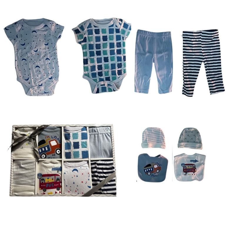 Set Bebe Ajuar Recien Nacido en Caja Regalo 8 Piezas Niño-2