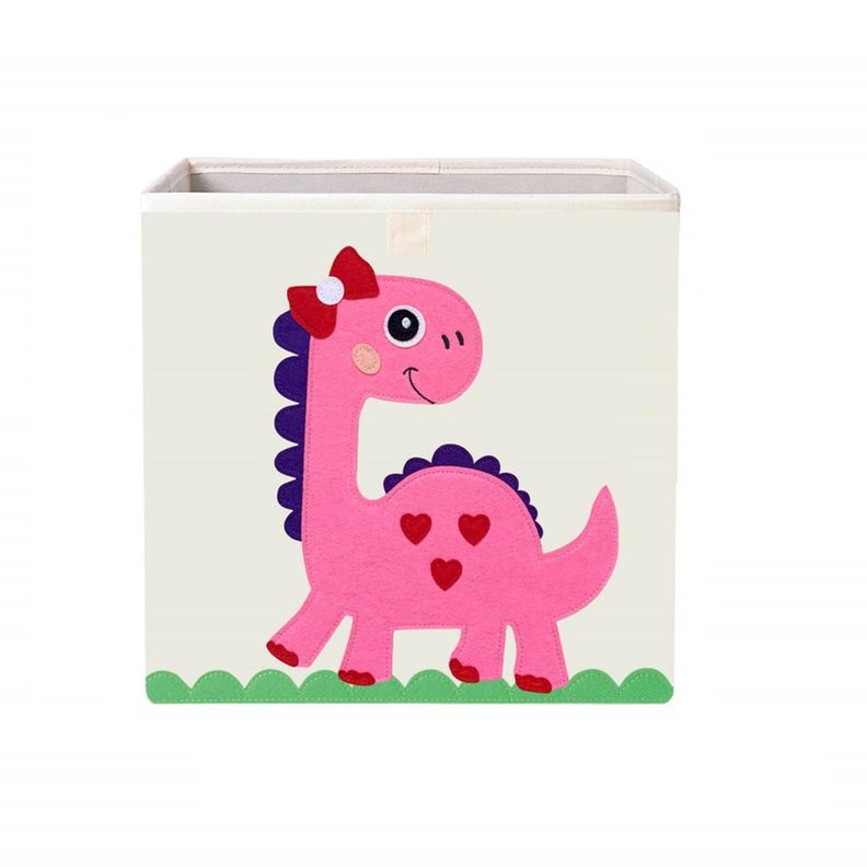 Caja Organizador Juguetes Ropa Infantil Kivara Dino Rosa-0