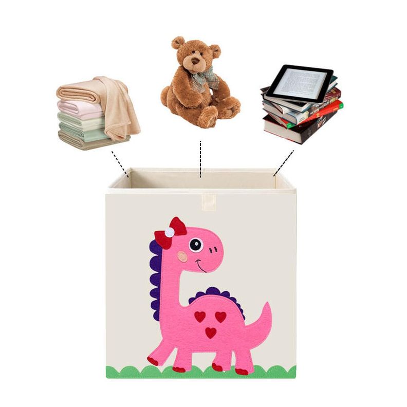 Caja Organizador Juguetes Ropa Infantil Kivara Dino Rosa-1