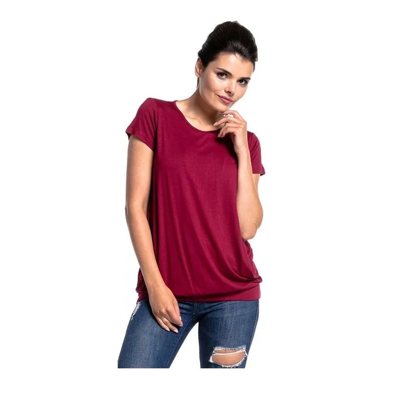 Polera Lactancia Maternidad Manga Corta Roja-1