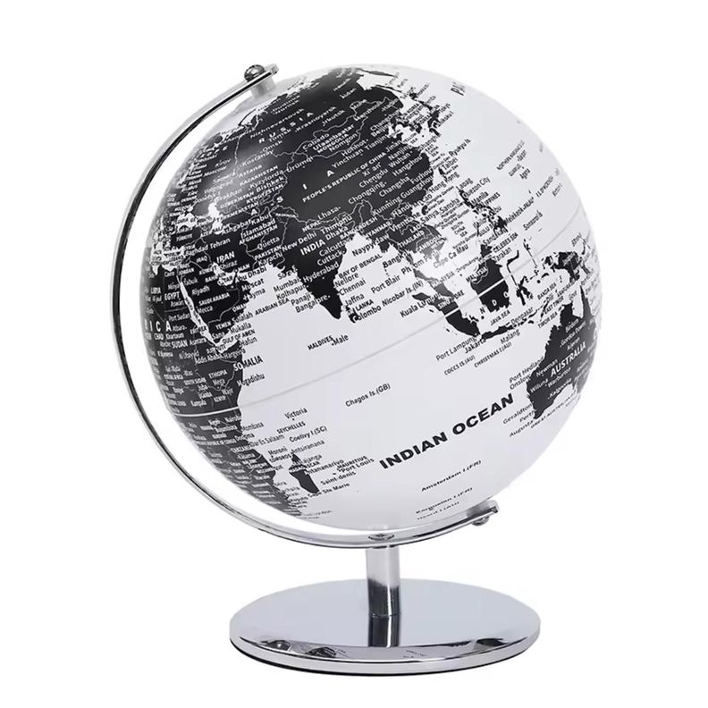 Globo Terráqueo Político Sop. Metálico 20cm. Negro/Blanco-0
