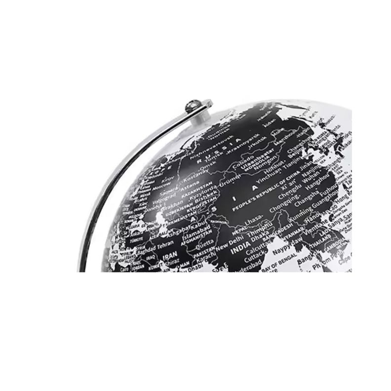 Globo Terráqueo Político Sop. Metálico 20cm. Negro/Blanco-1