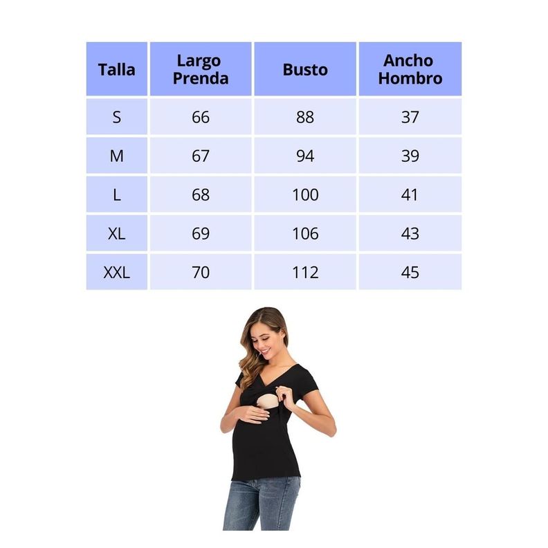 Polera Lactancia Maternidad Sofia Manga Corta Negra-3