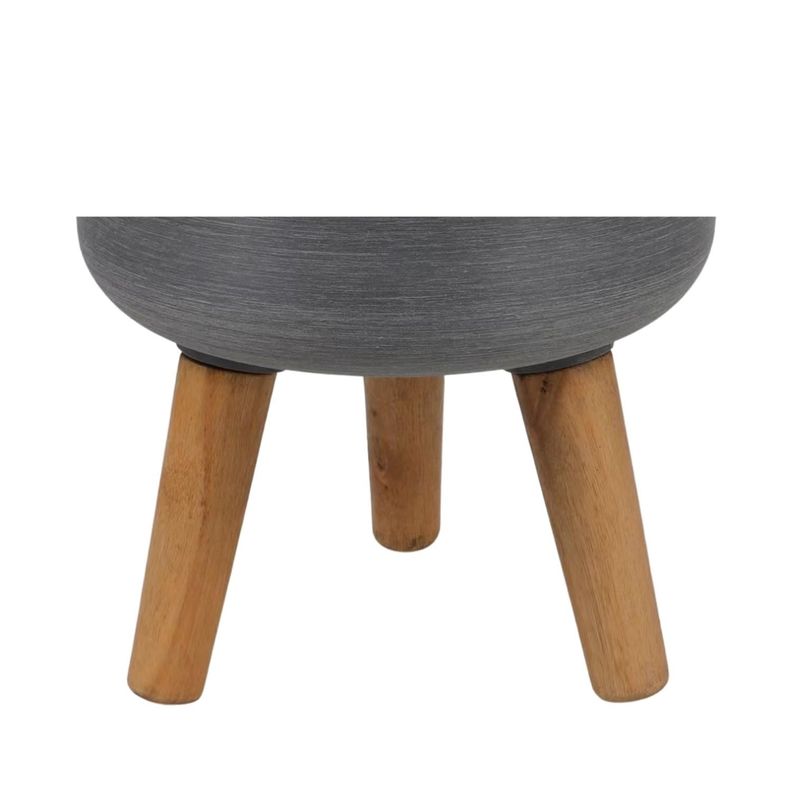 Macetero Grande Simil Piedra. Patas Madera 46x36x36 cm.-1
