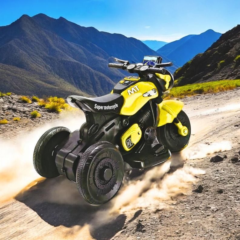 Moto Juguete Antivuelco Infantil Bateria 3 Ruedas 818 Yellow-1