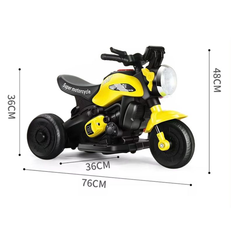 Moto Juguete Antivuelco Infantil Bateria 3 Ruedas 818 Yellow-2
