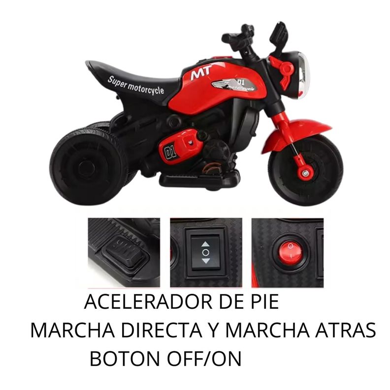 Moto Juguete Antivuelco Infantil Bateria 3 Ruedas 818 Yellow-4