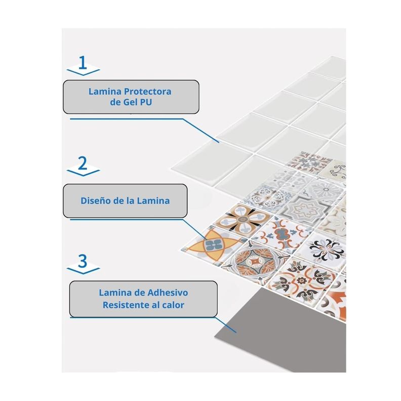 Piso Vinilico Adhesivo. Simil Ceramica. 0,9 m2. 0901-3