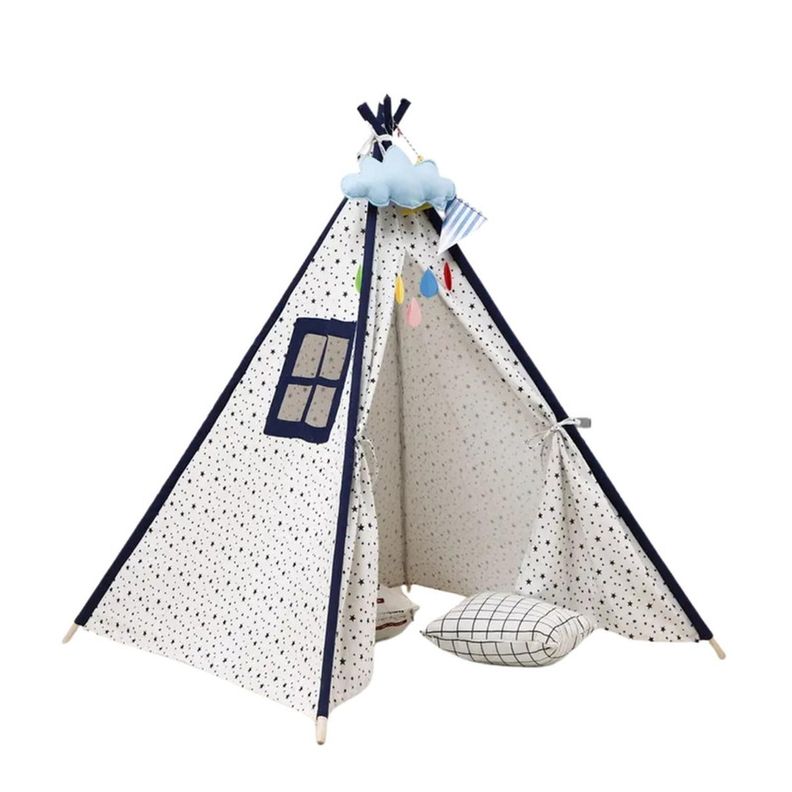 Carpa Tipi Ninos Infantil 160Cm Estrellas Juguete Decoracion Negro