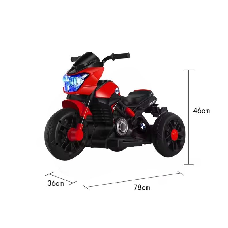 Moto Niño Antivuelco A Bateria Recargable Luz y Sonido Red-2