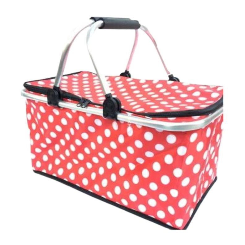 Bolso Termico Plegable Puntos Rojos Cooler Canasta Picnic-0