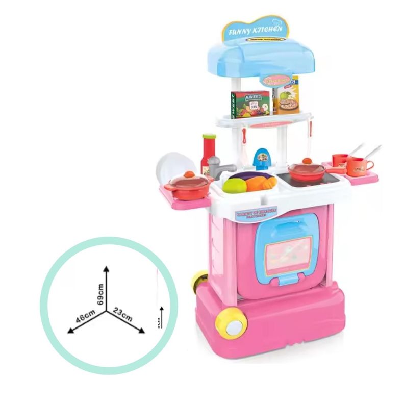 Cocina Juguete Infantil Con Maleta Luz y Sonido 15 Piezas-1