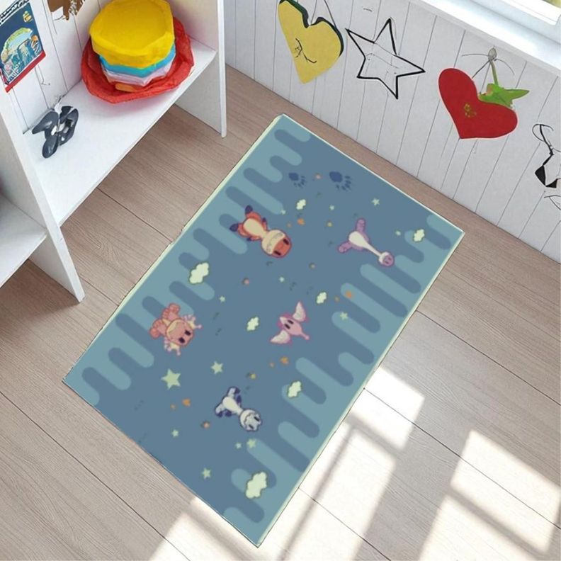 Alfombra Infantil Amiguitos 80X120 Cm Tapete Dormitorio Sala Negro