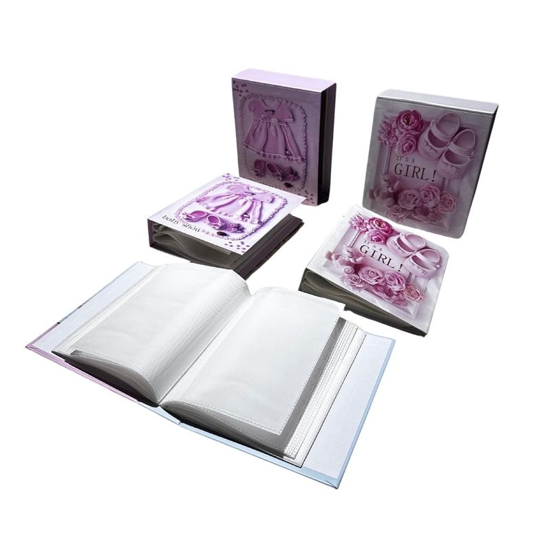 Pack 2 Album Foto Bebe Baby Shower Rosado 40 Fotos 10x15 cm-0