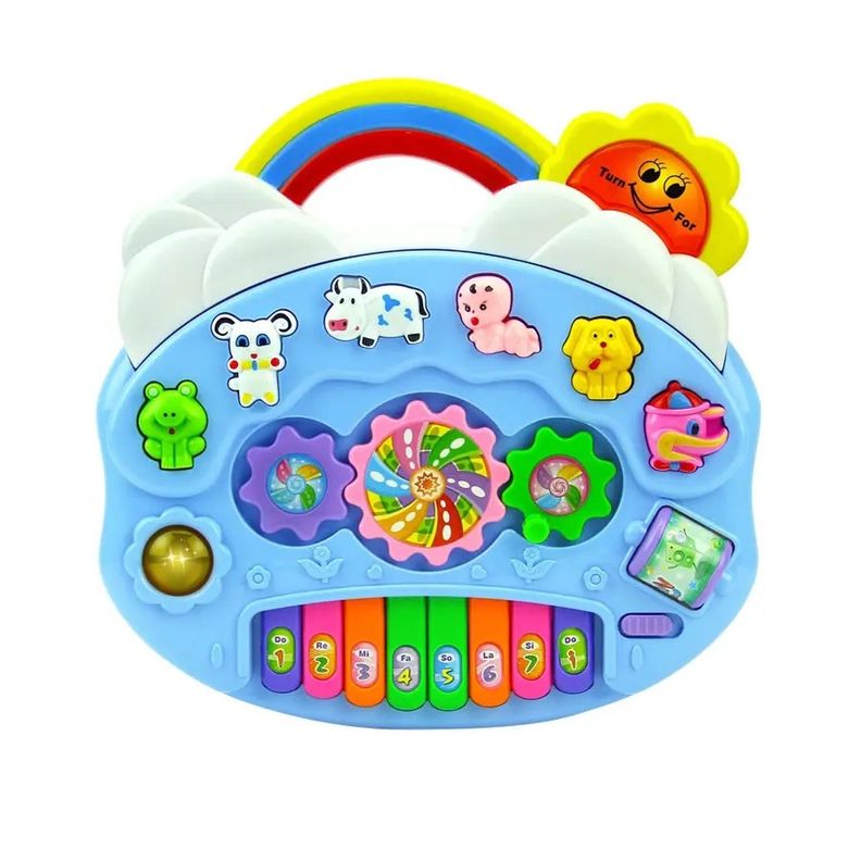 Teclado Infantil Musical Piano Interactivo Rainbow Celeste-0