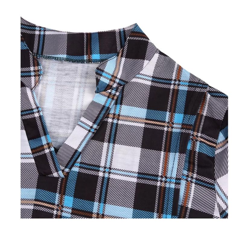 Polera Lactancia Maternidad Camisa Manga Larga Cuadro Negra-2