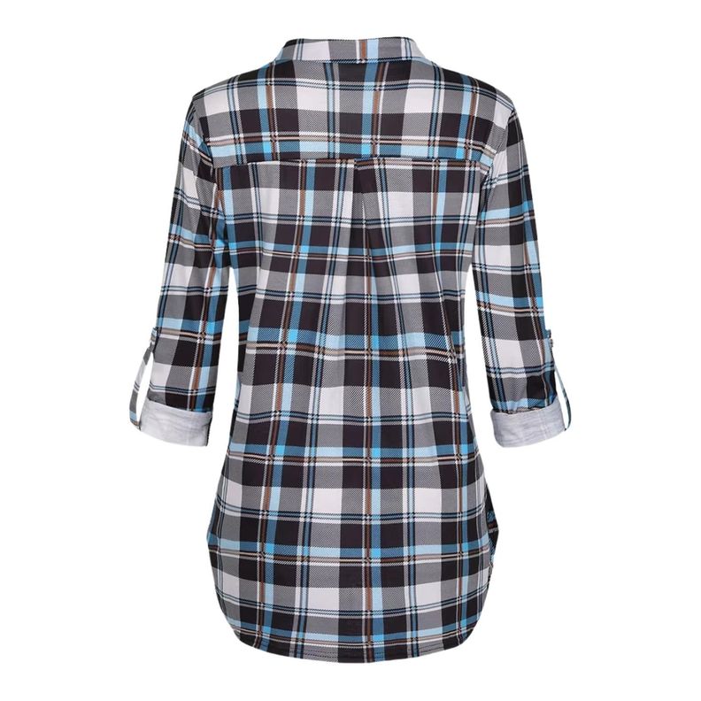 Polera Lactancia Maternidad Camisa Manga Larga Cuadro Negra-4