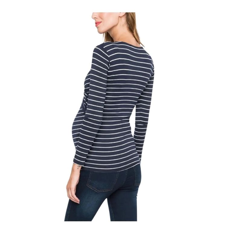 Polera Lactancia Maternidad Manga Larga Rosi Azul Marino-1