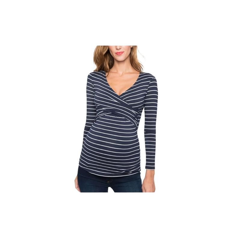 Polera Lactancia Maternidad Manga Larga Rosi Azul Marino-2