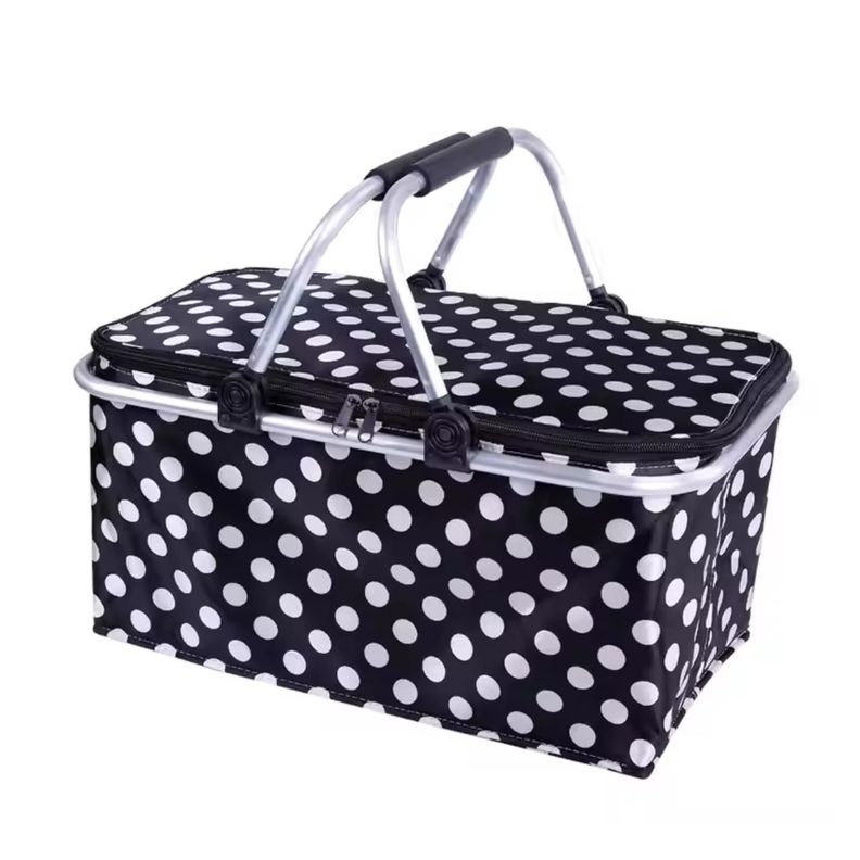 Bolso Termico Plegable Puntos Negros Cooler Canasta Picnic-0