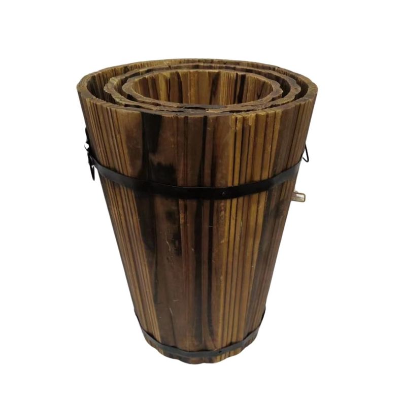 Maceteros de Madera de Abeto. Pack 3 unidades. 46 / 32 / 28 Cm-1
