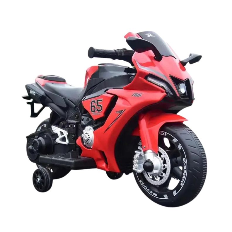 Moto Electrica Auto Juguete A Bateria Luz Sonido 668-2 Roja-0