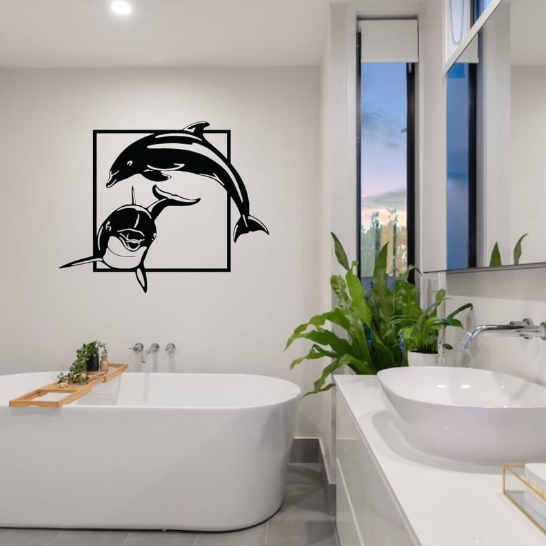 Cuadro decorativo delfines 39x31,9cm-0