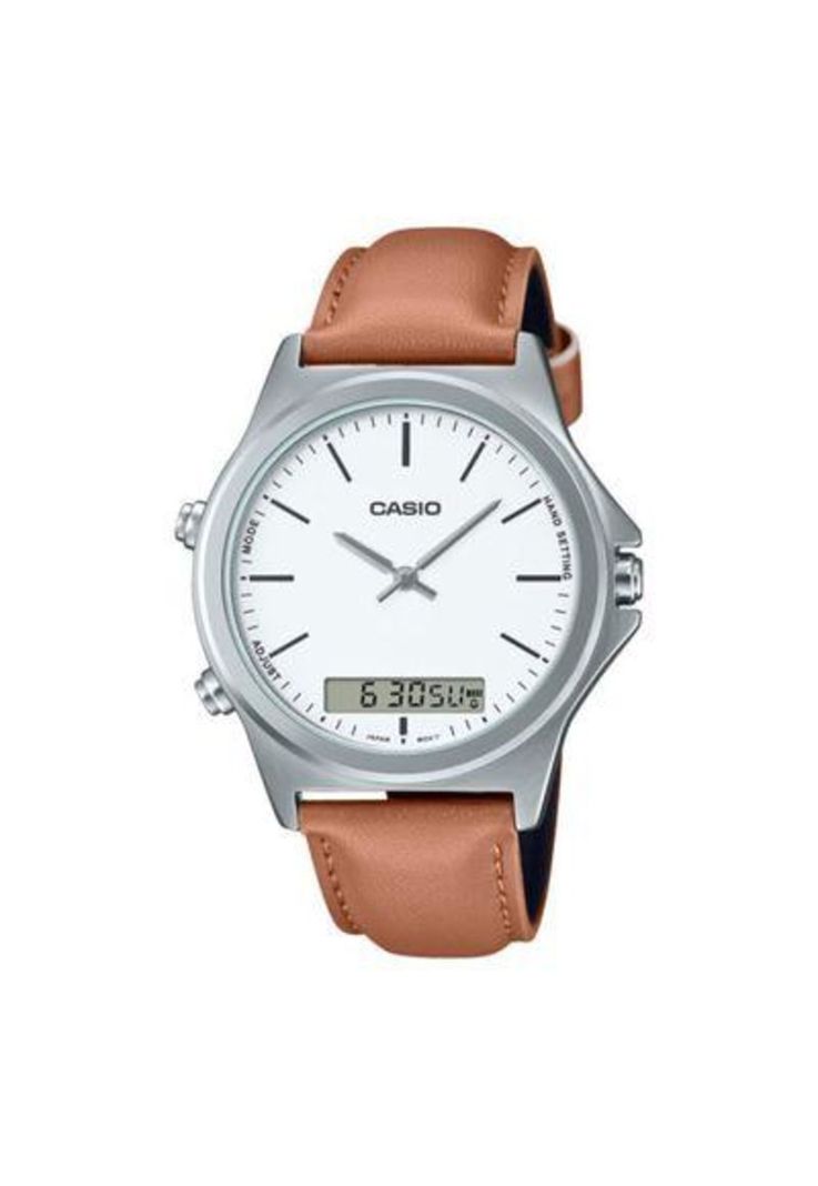 Reloj Mtp-Vc01l-7e Hombre Analogo Cuero-0