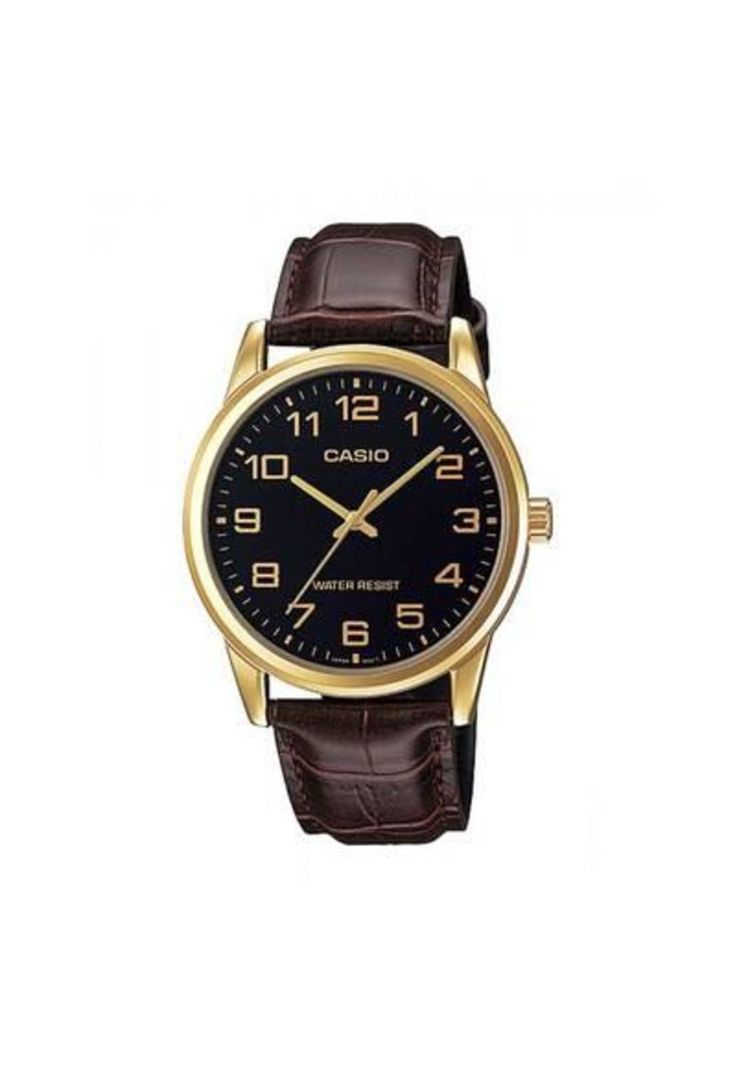 Reloj Mtp-V001gl-1b Hombre Analogo Cuero-0
