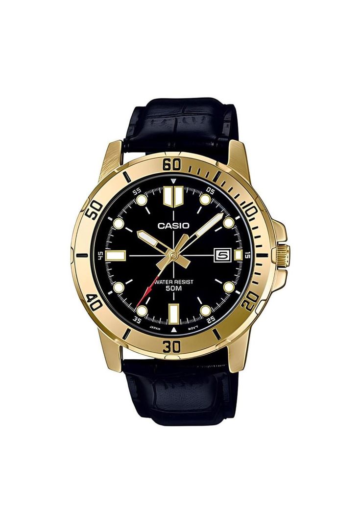 Reloj Mtp-Vd01gl-1ev Hombre Analogo Cuero-0