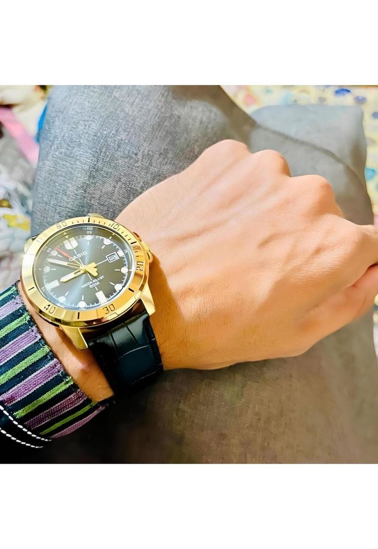 Reloj Mtp-Vd01gl-1ev Hombre Analogo Cuero-2