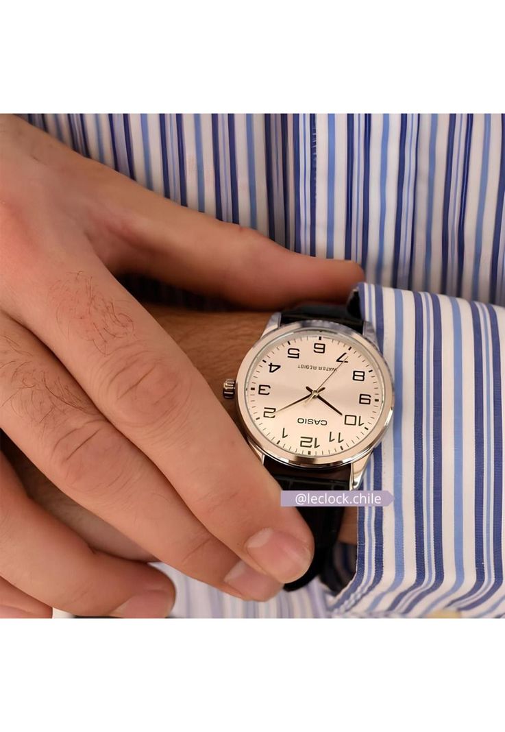 Reloj Mtp-V001l-7b Hombre Analogo Cuero-3